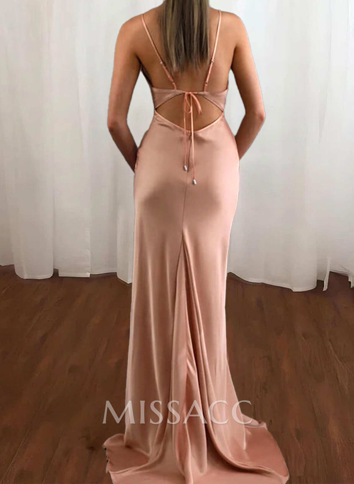 Cowl Neck Trumpet/Mermaid Back Hole Prom Dresses