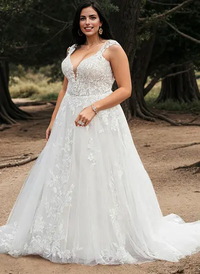 Bohemian V-Neck Bridal Gown With Illusion Back