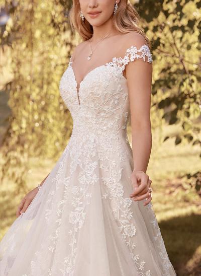 A-Line Princess Wedding Dress With Appliques Lace