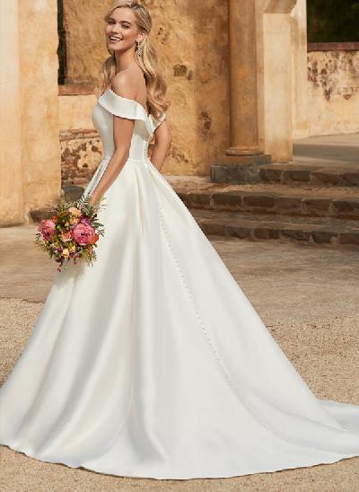 Classic Modern Ballgown Wedding Dress With Pockets