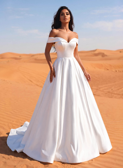 Classic Modern Ballgown Wedding Dress With Pockets