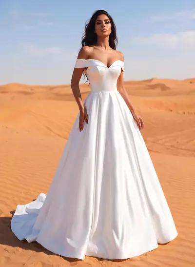 Classic Modern Ballgown Wedding Dress With Pockets