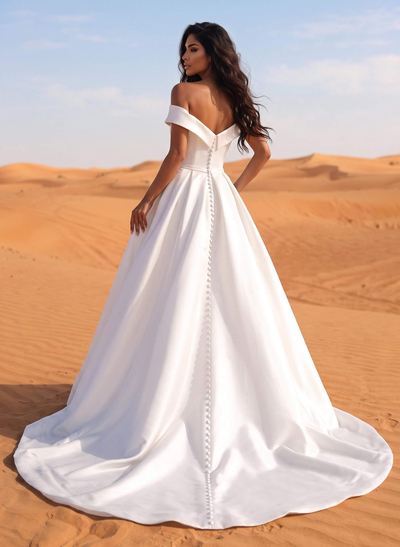 Classic Modern Ballgown Wedding Dress With Pockets