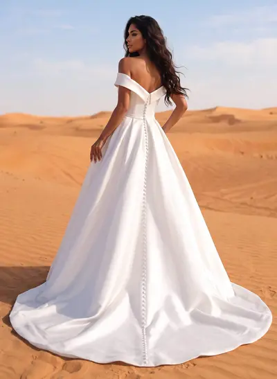Classic Modern Ballgown Wedding Dress With Pockets