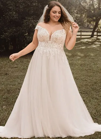 Off The Shoulder A-Line Beach Wedding Dress