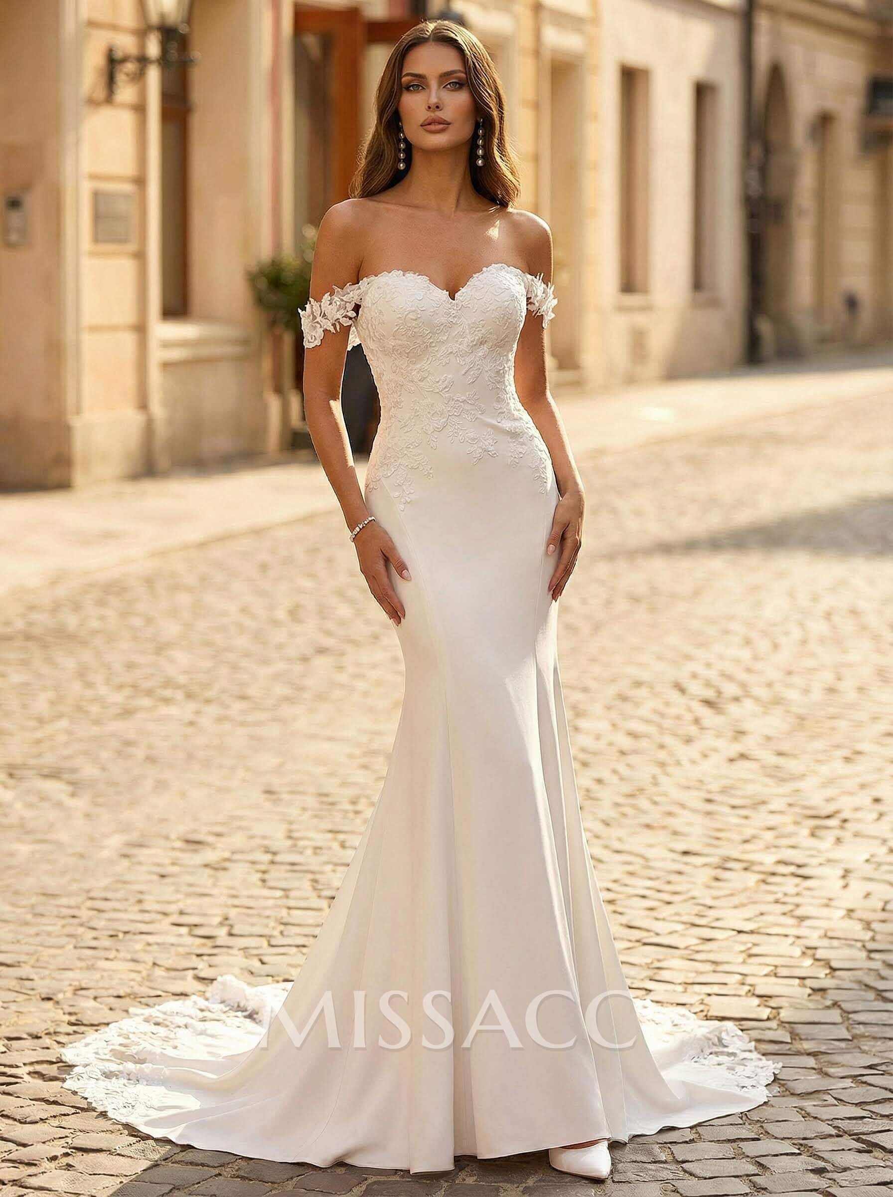 Modern Wedding Dress With Lace Sweep Train Modern Wedding Dress With Lace Sweep Train