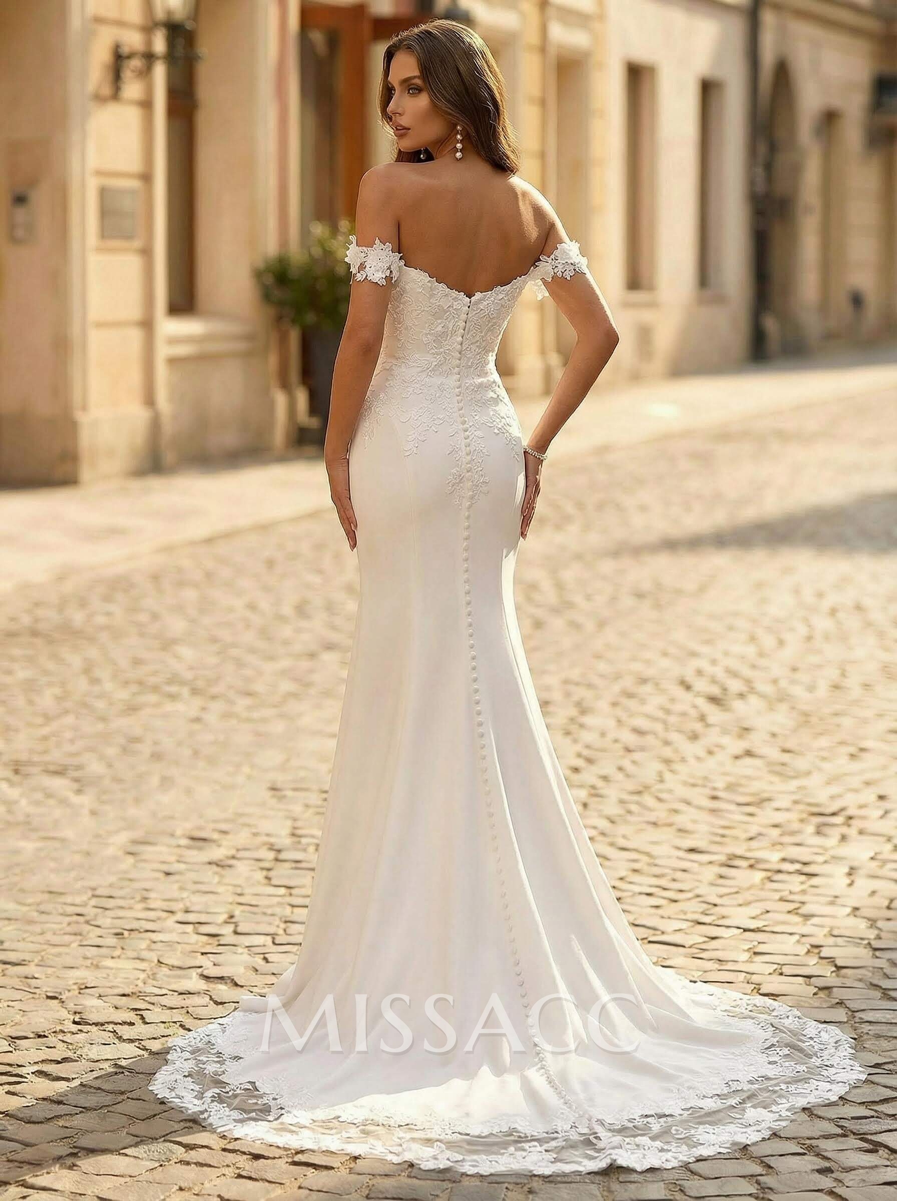 Modern Wedding Dress With Lace Sweep Train Modern Wedding Dress With Lace Sweep Train