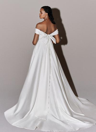 Off-the-Shoulder Bow Wedding Dresses With Satin 