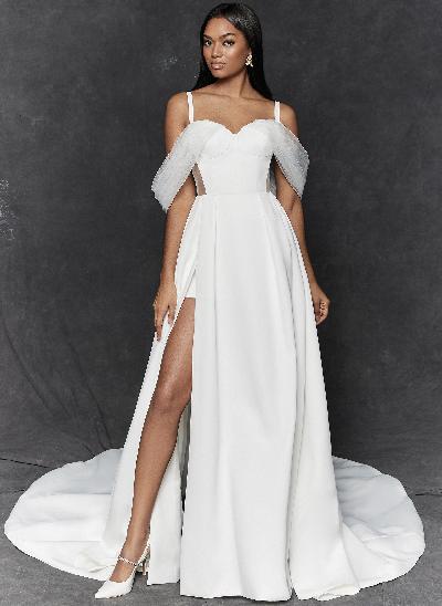 Off-the-Shoulder Sex Wedding Dresses With Split Front 