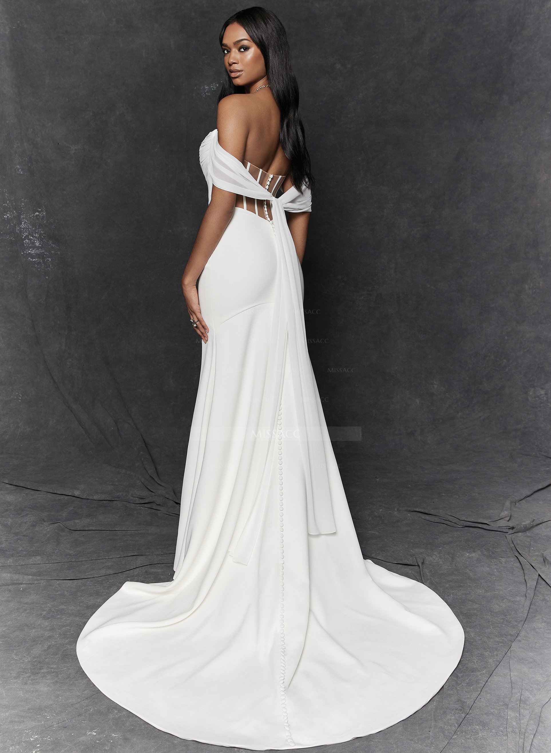 Off-the-Shoulder Trumpet/Mermaid Wedding Dresses With Ruffle 