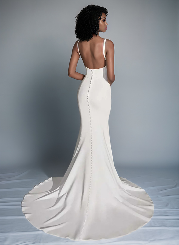 Open Back Trumpet/Mermaid Wedding Dresses With Square Neckline