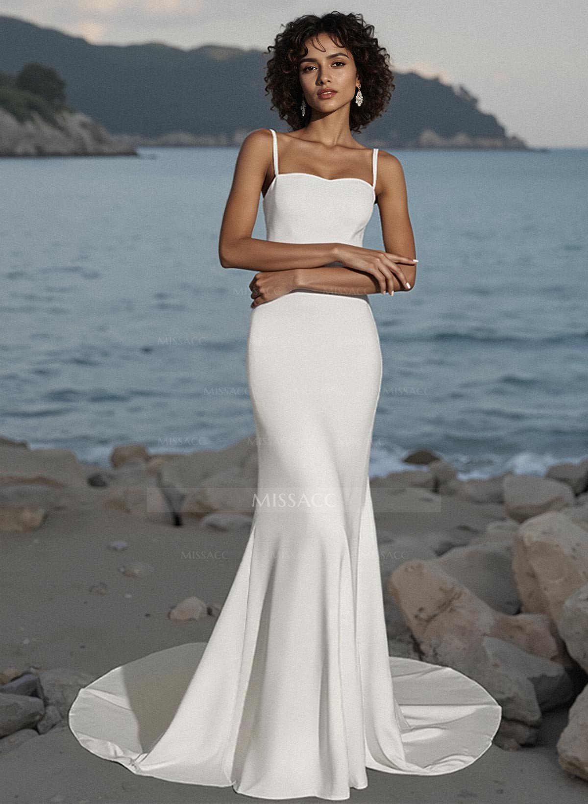 Open Back Trumpet/Mermaid Wedding Dresses With Square Neckline