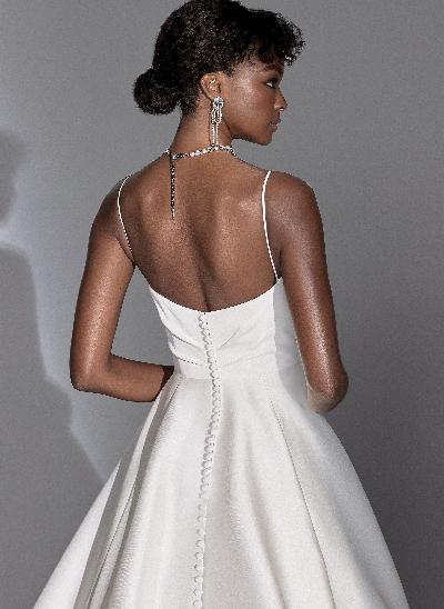 Ball-Gown Open Back Bow Wedding Dresses With Satin