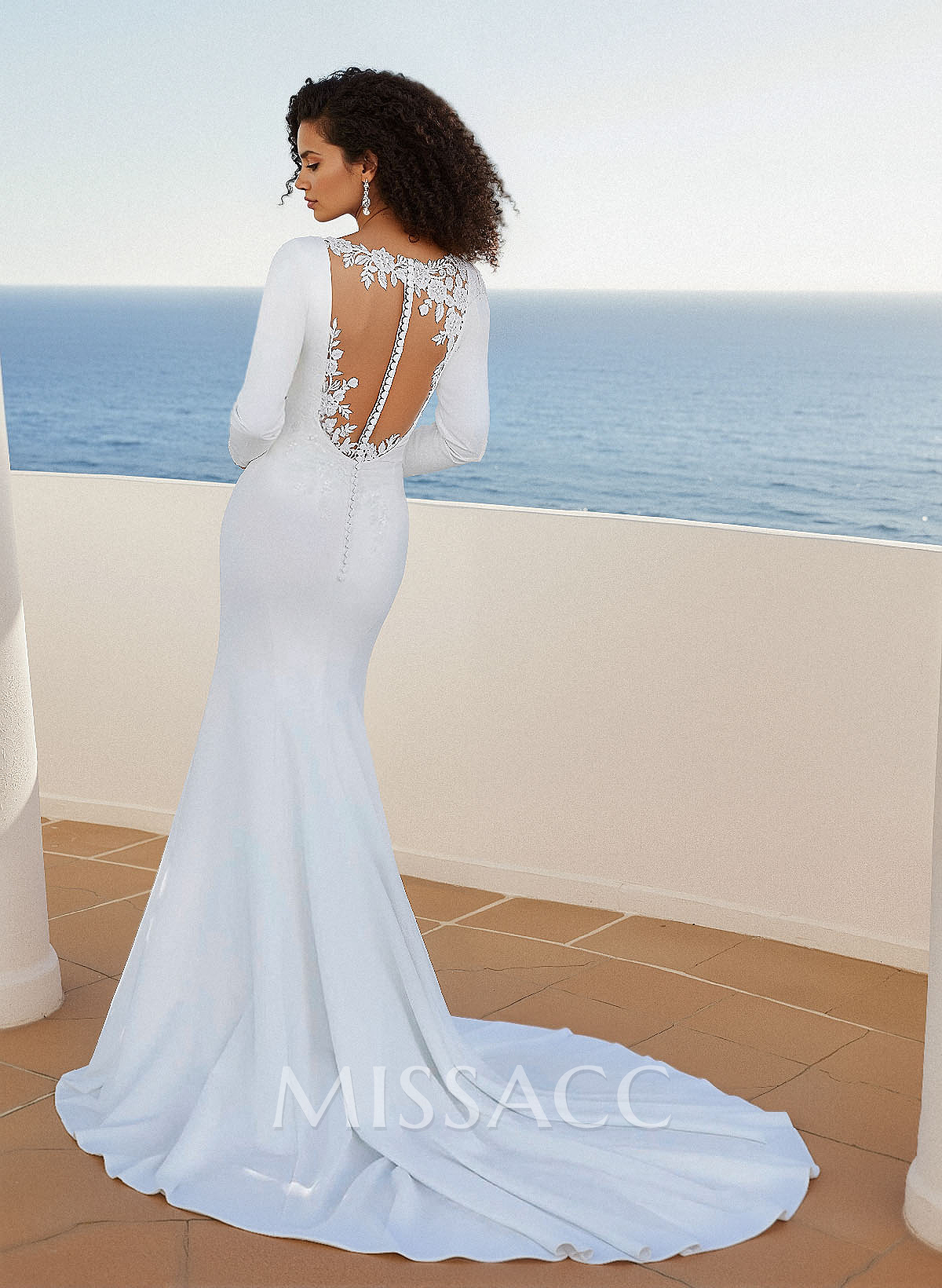 Back Lace Long Sleeves Wedding Dresses With Trumpet/Mermaid Back Lace Long Sleeves Wedding Dresses With Trumpet/Mermaid