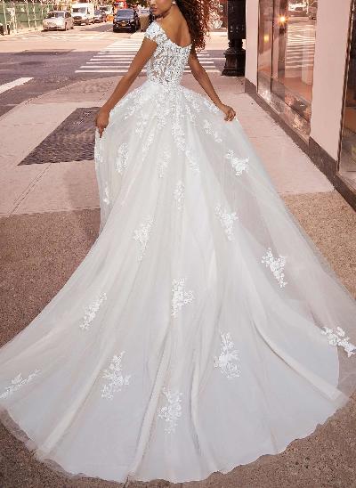 Lace Off-The-Shoulder Ball-Gown Wedding Dresses