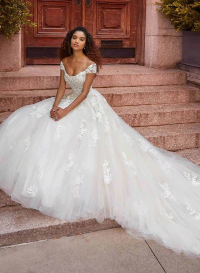 Lace Off-The-Shoulder Ball-Gown Wedding Dresses