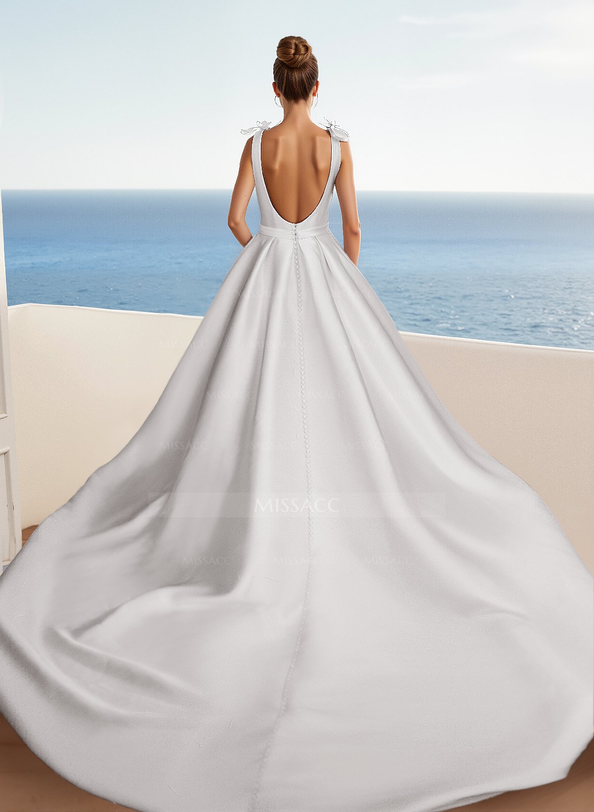 Modern Ball-Gown Satin V-Neck Wedding Dresses