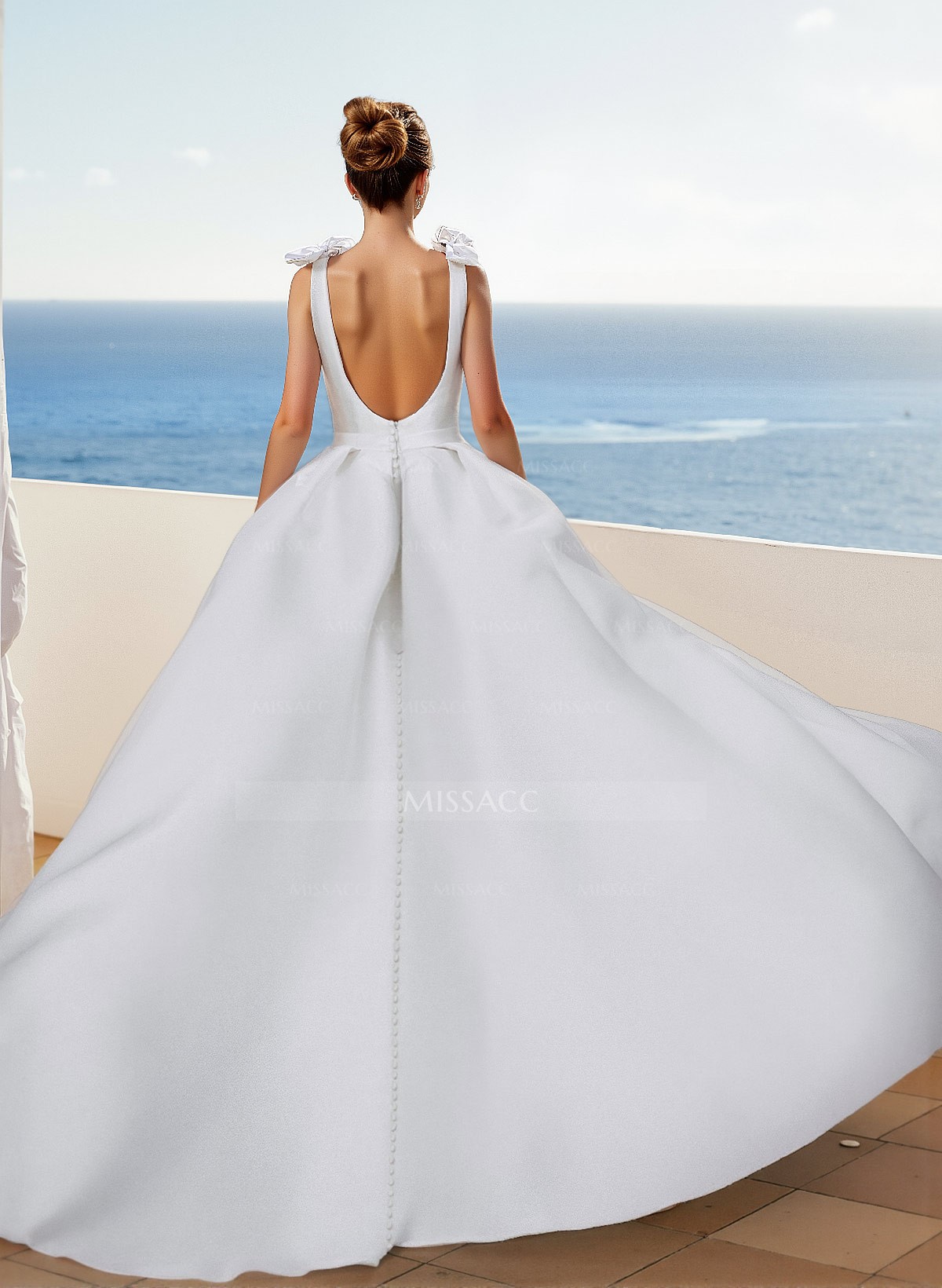 Modern Ball-Gown Satin V-Neck Wedding Dresses