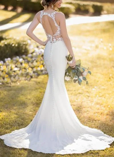 Lace Mermaid Back Hole Wedding Dresses