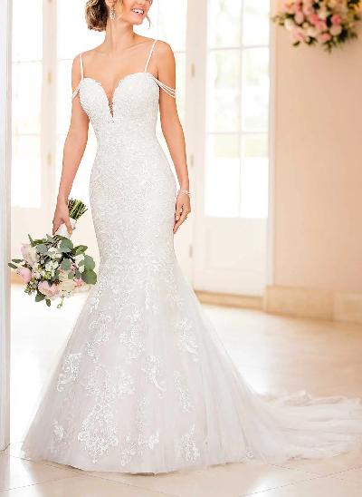 Lace Trumpet/Mermaid Wedding Dresses With Romantic Tulle