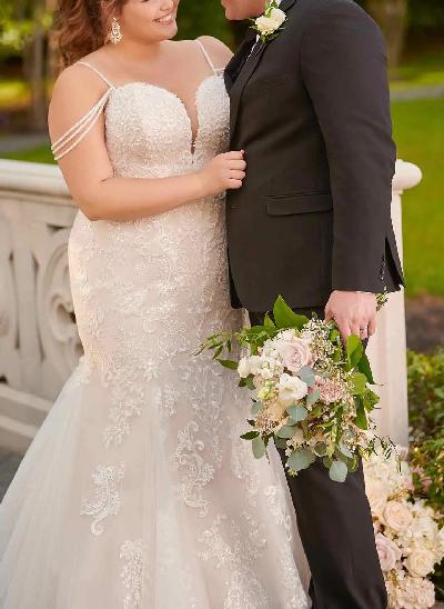 Lace Trumpet/Mermaid Wedding Dresses With Romantic Tulle