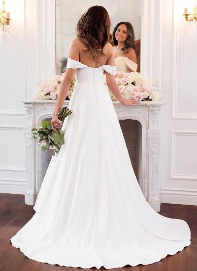 Ball-Gown Off-The-Shoulder Wedding Dresses With Satin