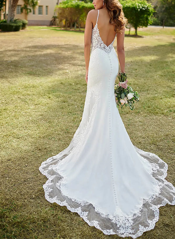 Lace Mermaid Wedding Dresses With Open Back