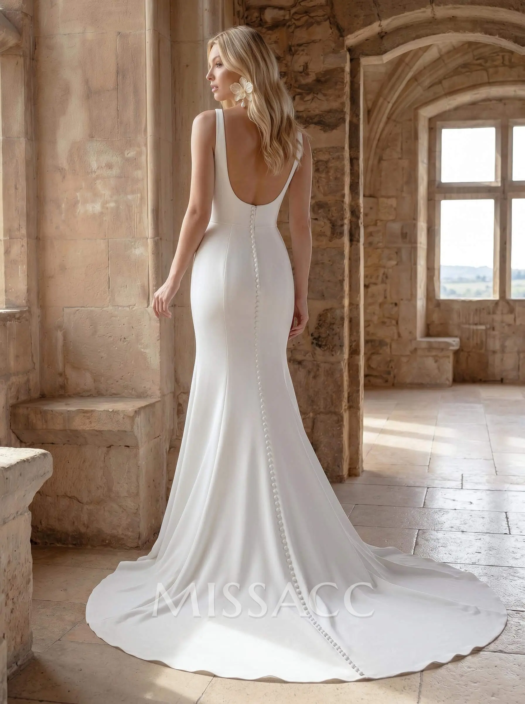 a line beaded wedding dress Davinci Bridal 50682 Long Chiffon Bridal Gown 8 / Ivory/Blush Botanical Print Tied Backless Option2:S size:20 quarter sleeves Length
