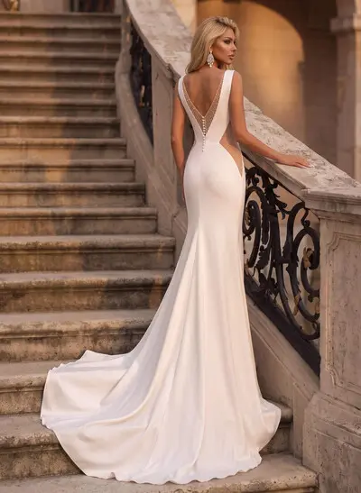 Elegant Open Back Wedding Dress