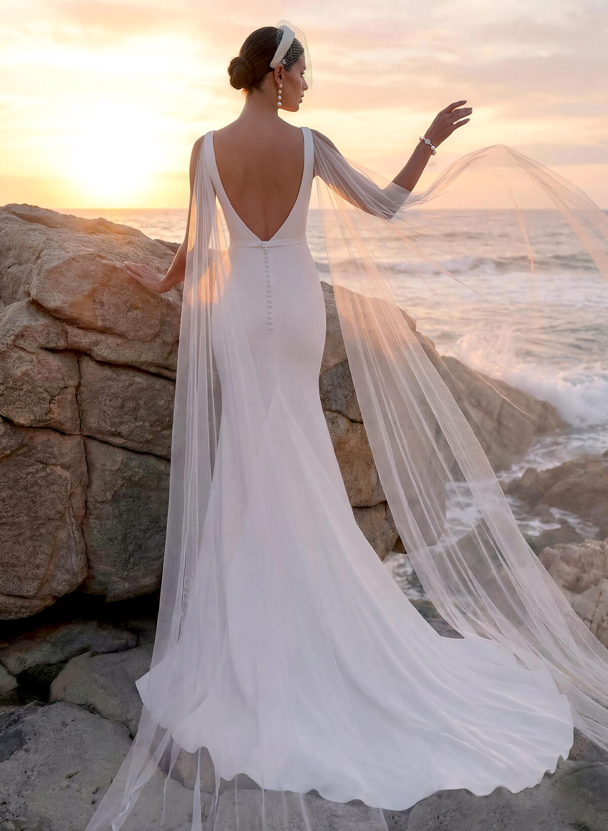 Elegant Open Back Wedding Dress