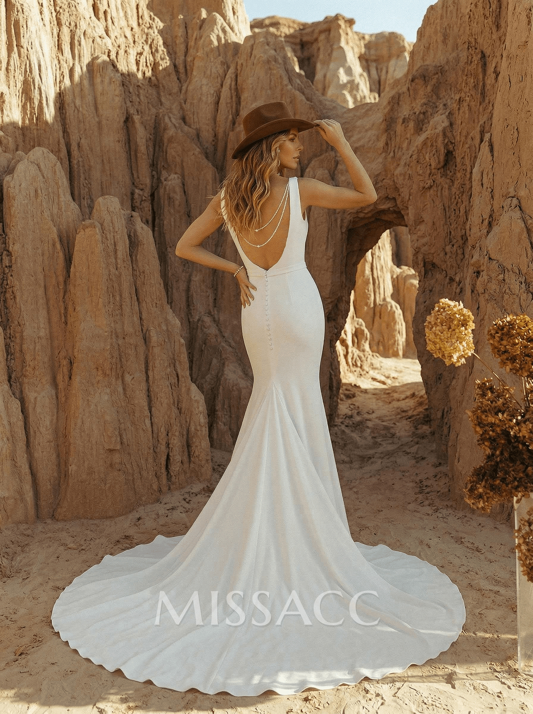 Minimalistic Open Back Pearl Wedding Dress Minimalistic Open Back Pearl Wedding Dress