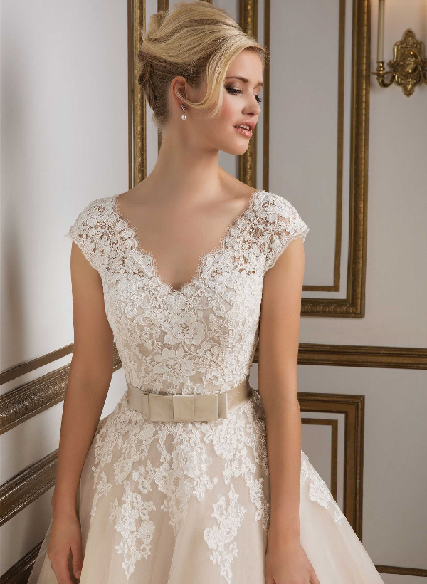 Vintage Champagne Short Wedding Dresses With Lace