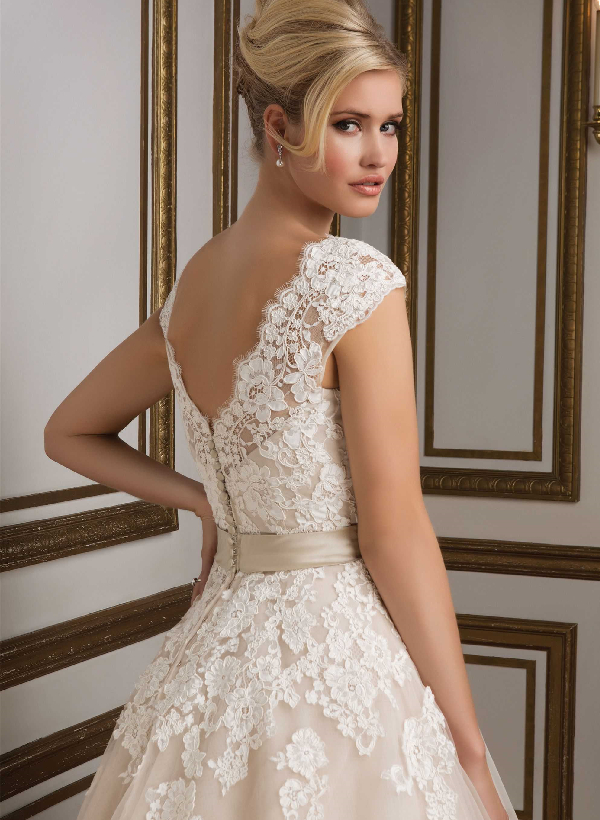 Vintage Champagne Short Wedding Dresses With Lace