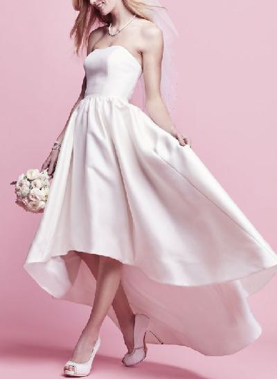 High Low Sweetheart Simple Wedding Dresses With Satin