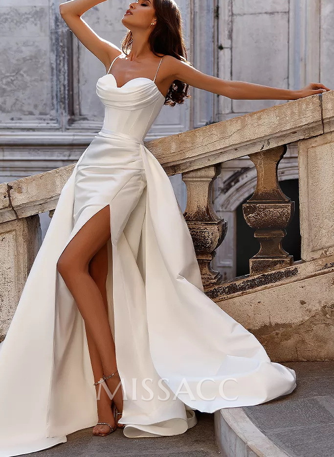 Sex Corset Cowl Neck Wedding Dresses With Detachable Train Sex Corset Cowl Neck Wedding Dresses With Detachable Train