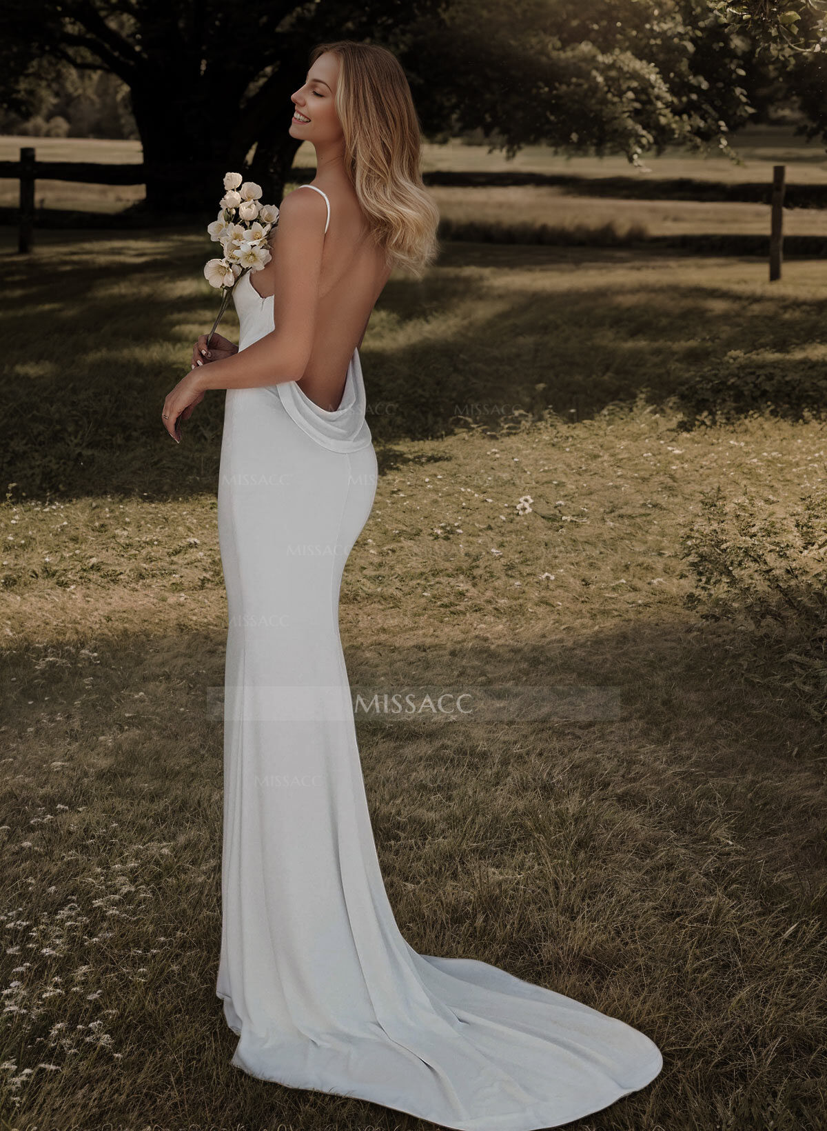 Open Back Mermaid Elastic Satin Sexy Wedding Dresses With Satin