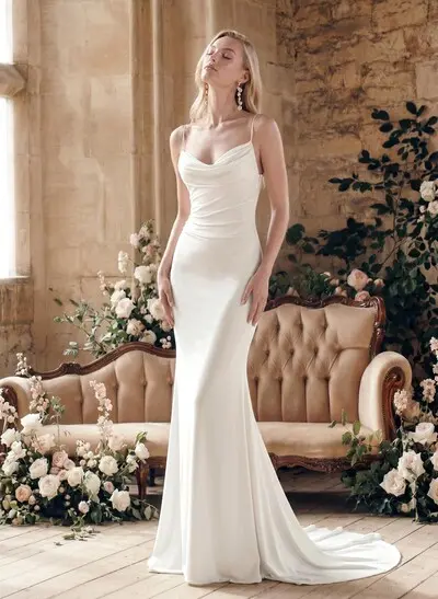 Open Back Mermaid Elastic Satin Sexy Wedding Dresses With Satin
