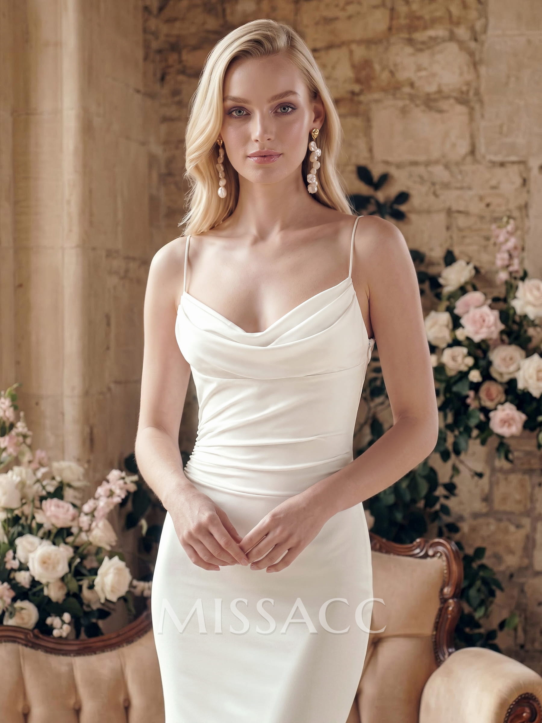 Open Back Mermaid Elastic Satin Sexy Wedding Dresses With Satin