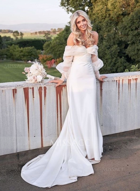 Boho Off The Shoulders Long Sleeves Wedding Dresses