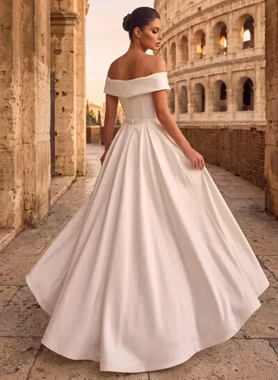 Simple Off-The-Shoulder Ball-Gown Wedding Dresses