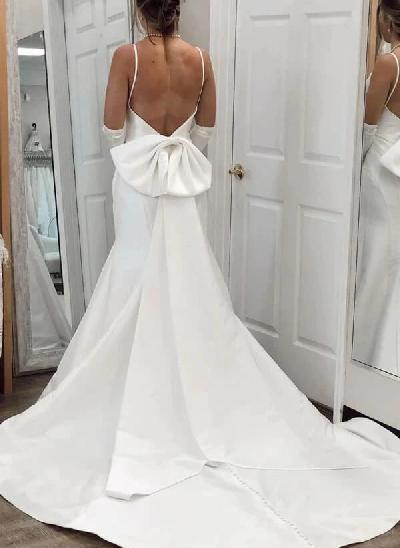 Sex Open Back Mermaid Wedding Dresses With Drama Bow