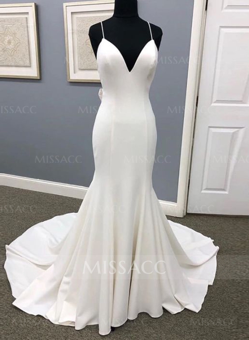 Sex Open Back Mermaid Wedding Dresses With Drama Bow