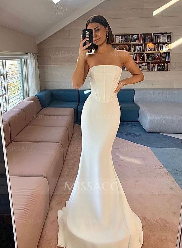 Corset Strapless Mermaid Wedding Dresses 