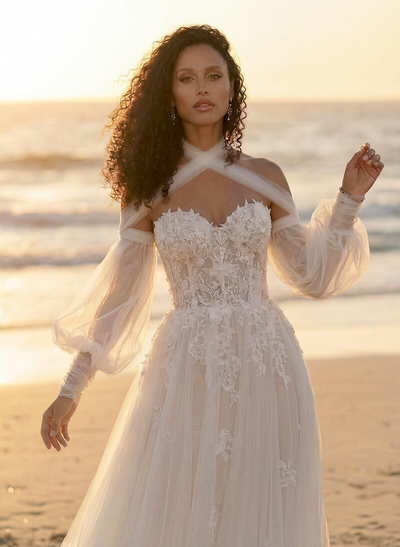 Long Sleeves Lace Sweetheart Wedding Dresses