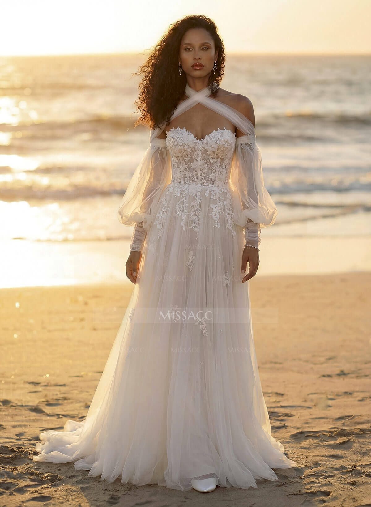 Long Sleeves Lace Sweetheart Wedding Dresses