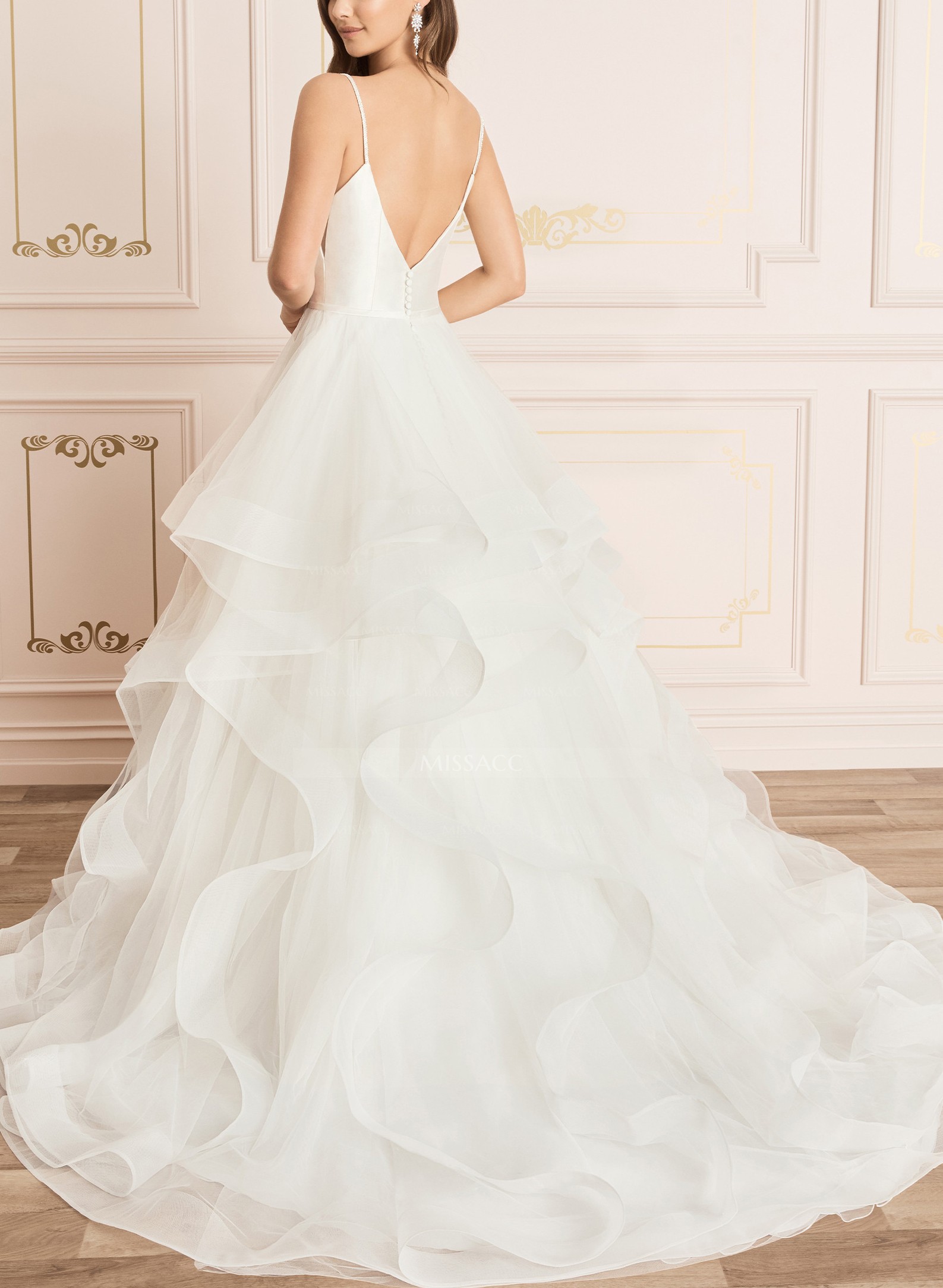 Classic Ball-Gown Cascading Ruffles Wedding Dresses