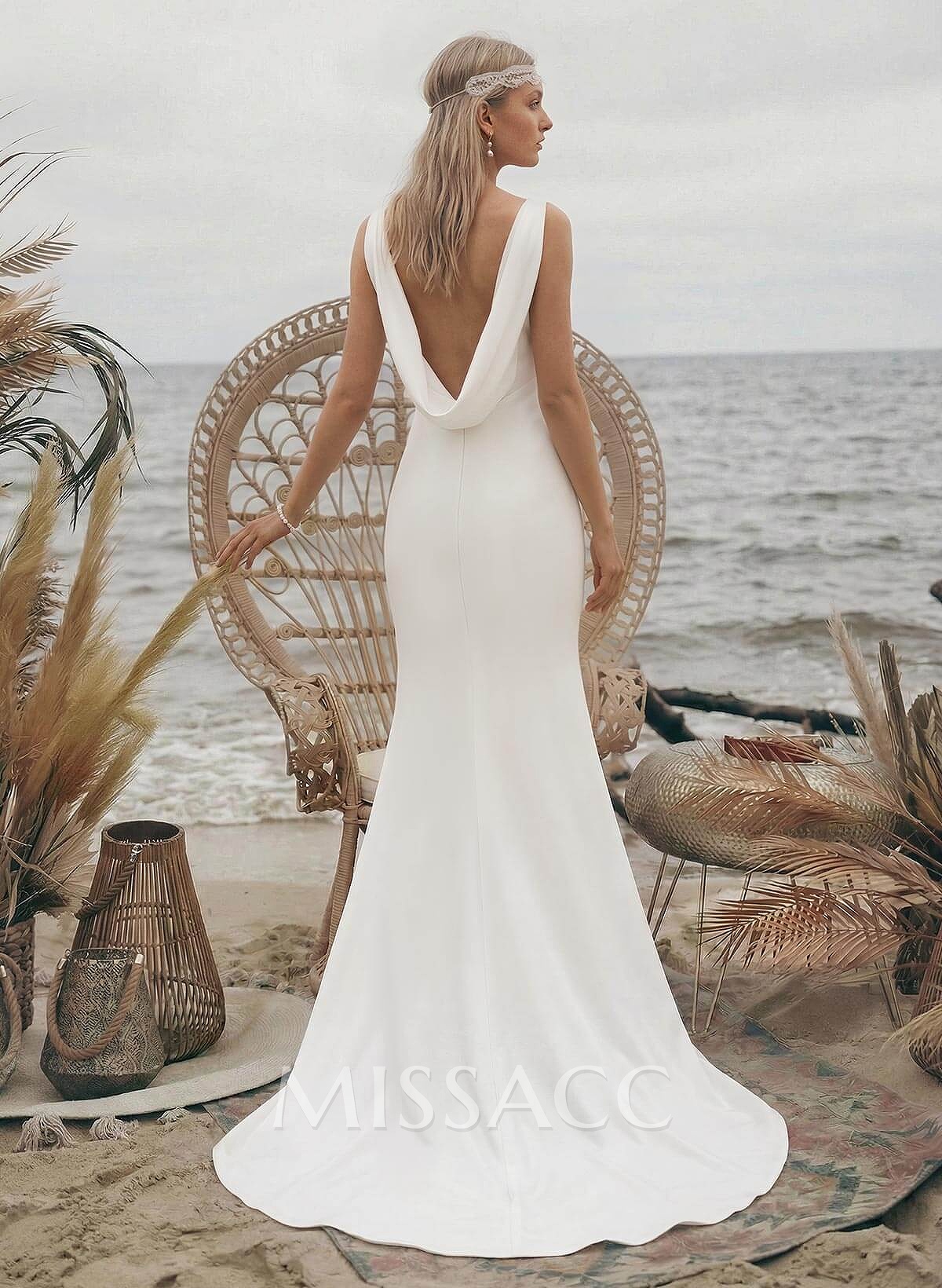 Elegant Petite Cowl Back Sheath/Column Wedding Dresses Elegant Petite Cowl Back Sheath/Column Wedding Dresses