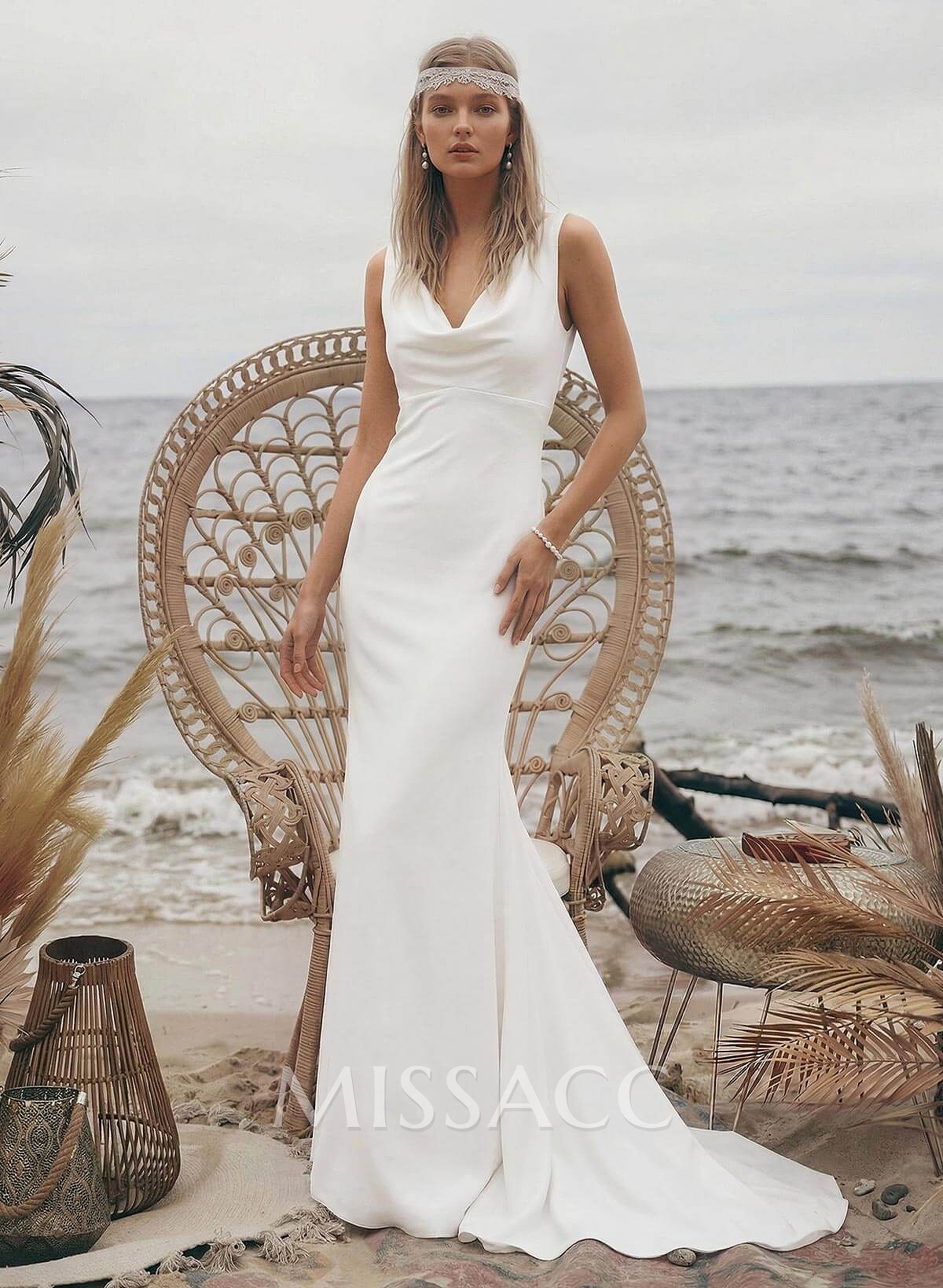 Elegant Petite Cowl Back Sheath/Column Wedding Dresses Elegant Petite Cowl Back Sheath/Column Wedding Dresses