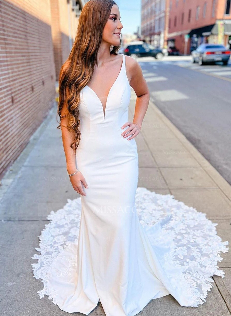 Lace Mermaid Open Back Wedding Dresses