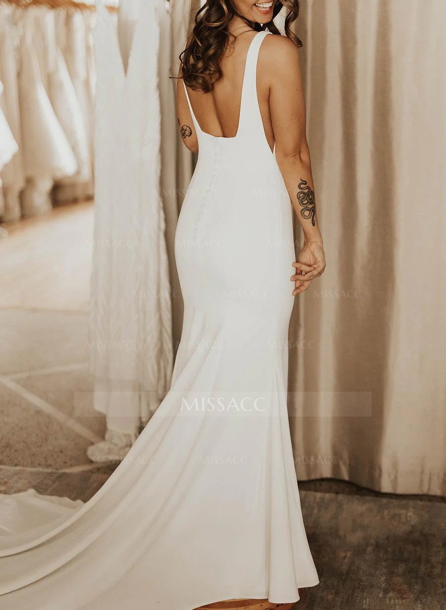 Modern Square Neckline Mermaid Wedding Dresses